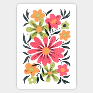 Vintage 60s Floral Pattern Design Magnet